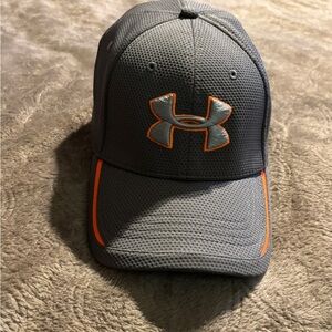 Under Armour Gray Cap with Orange Accents. Fitted